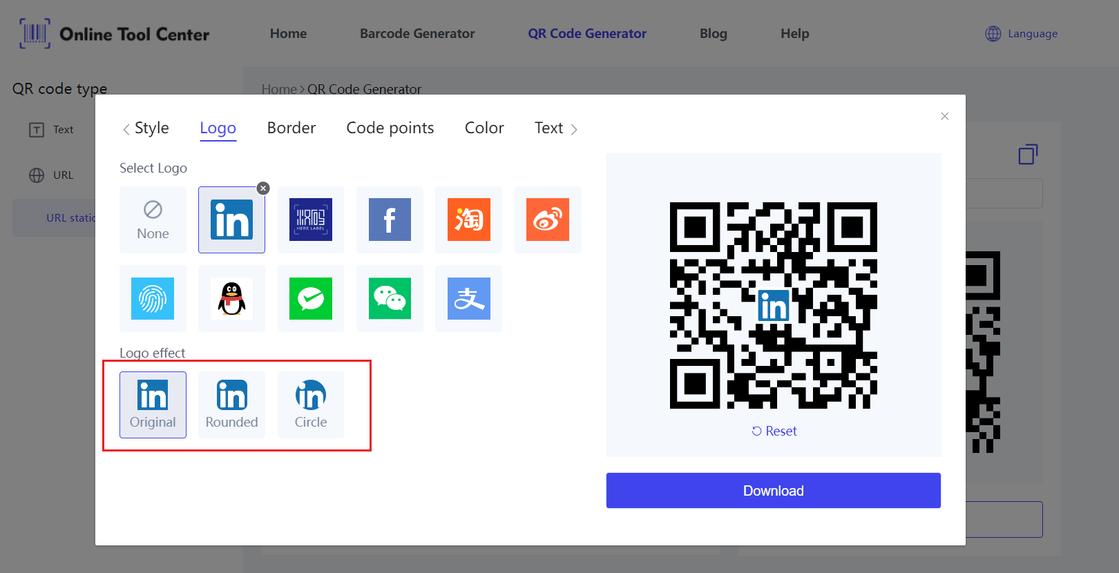 выпадковы код qr для LinkedI