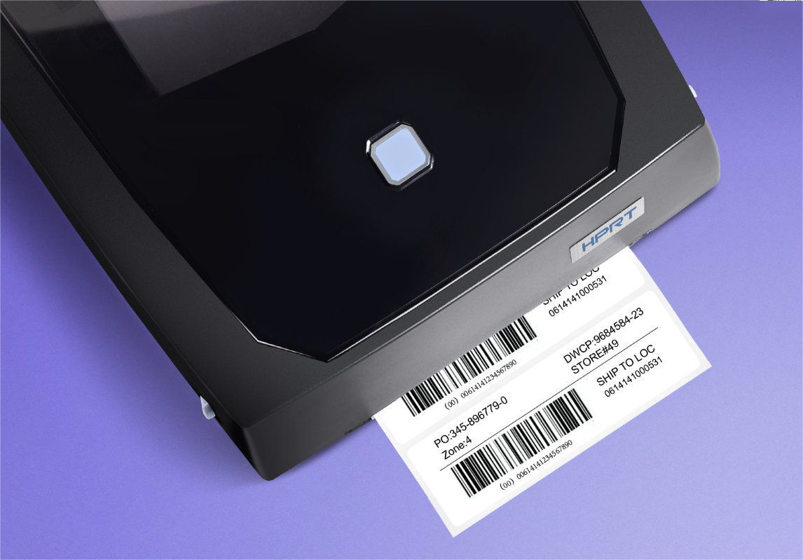A label being printed from a прынтэр штрых-кодаў