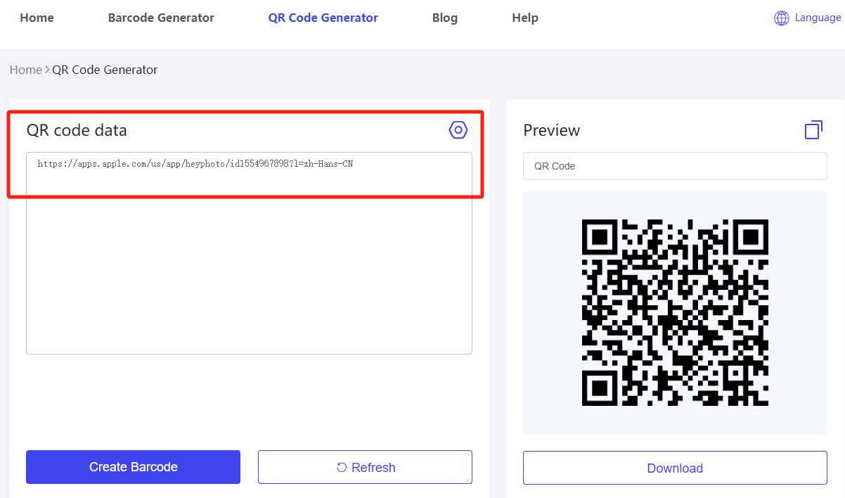 Enter url into qr code generator.png