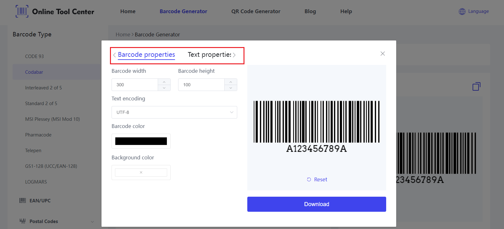 Наладзіць Codabar Barcode.png