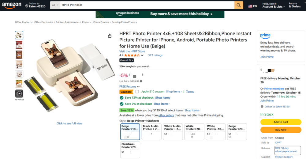 апісанні прадукту Amazon