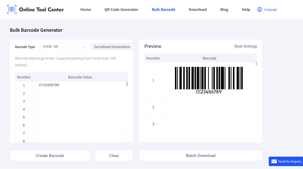 bulk barcode generator генератар штрых-кодаў