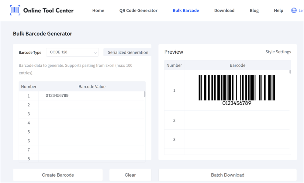 bulk barcode generator генератар штрых-кодаў