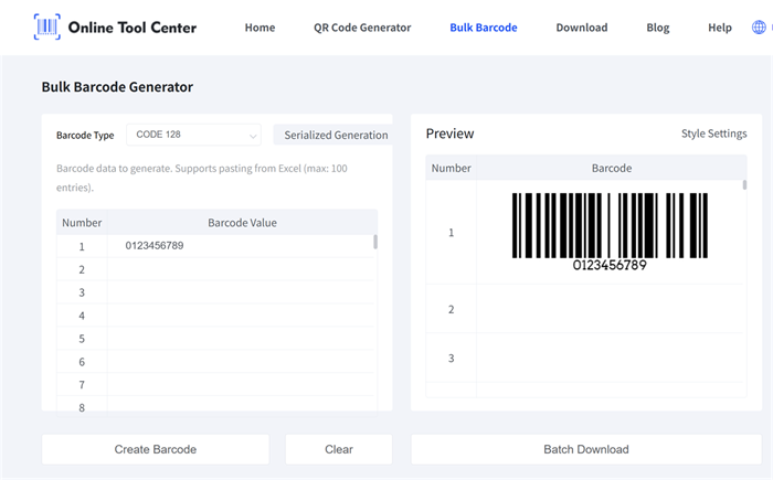 bulk barcode generator генератар штрых-кодаў