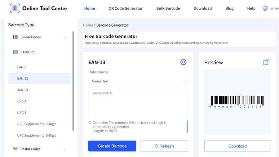GTIN 13 barcode generatio GTIN 13 генерацыя штрых-кодаў