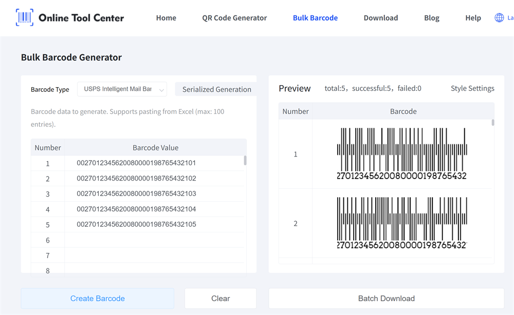 bulk impb barcode generator генератар штрых-кодаў IMB