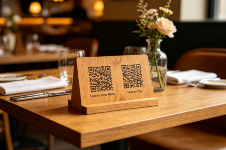 падвойныя QR-коды ў рэстаране