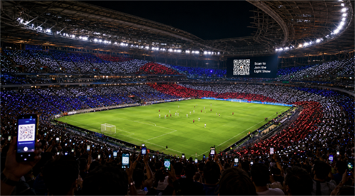 World Cup QR code light show Чэмпіянат свету QR код святло шоу