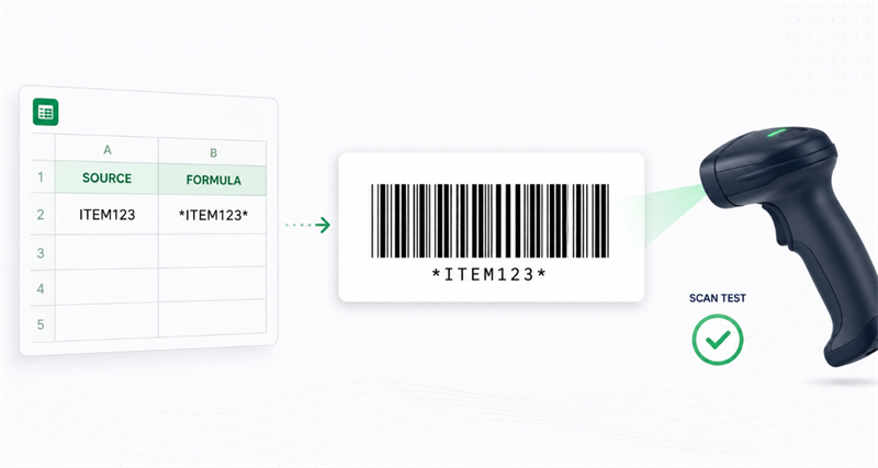 use libre barcode 39 in excel выкарыстоўваць бясплатны штрых-код 39 у Excel