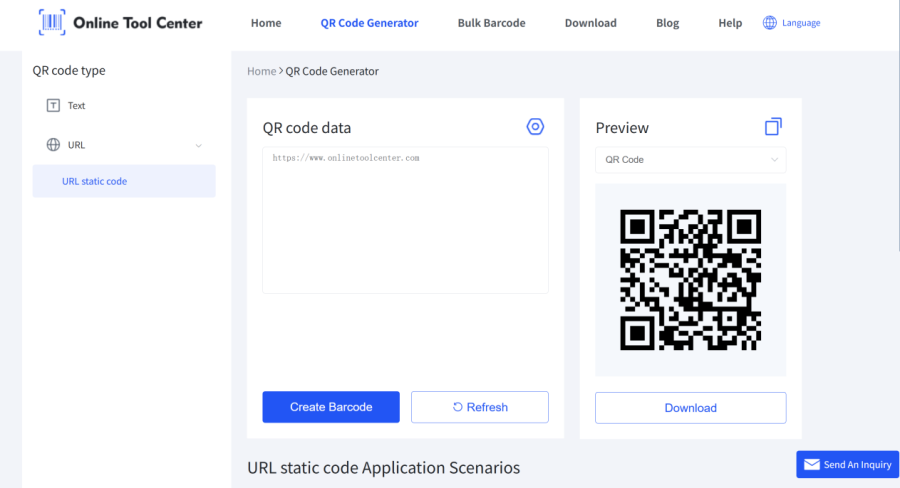 стварыць спасылку QR код